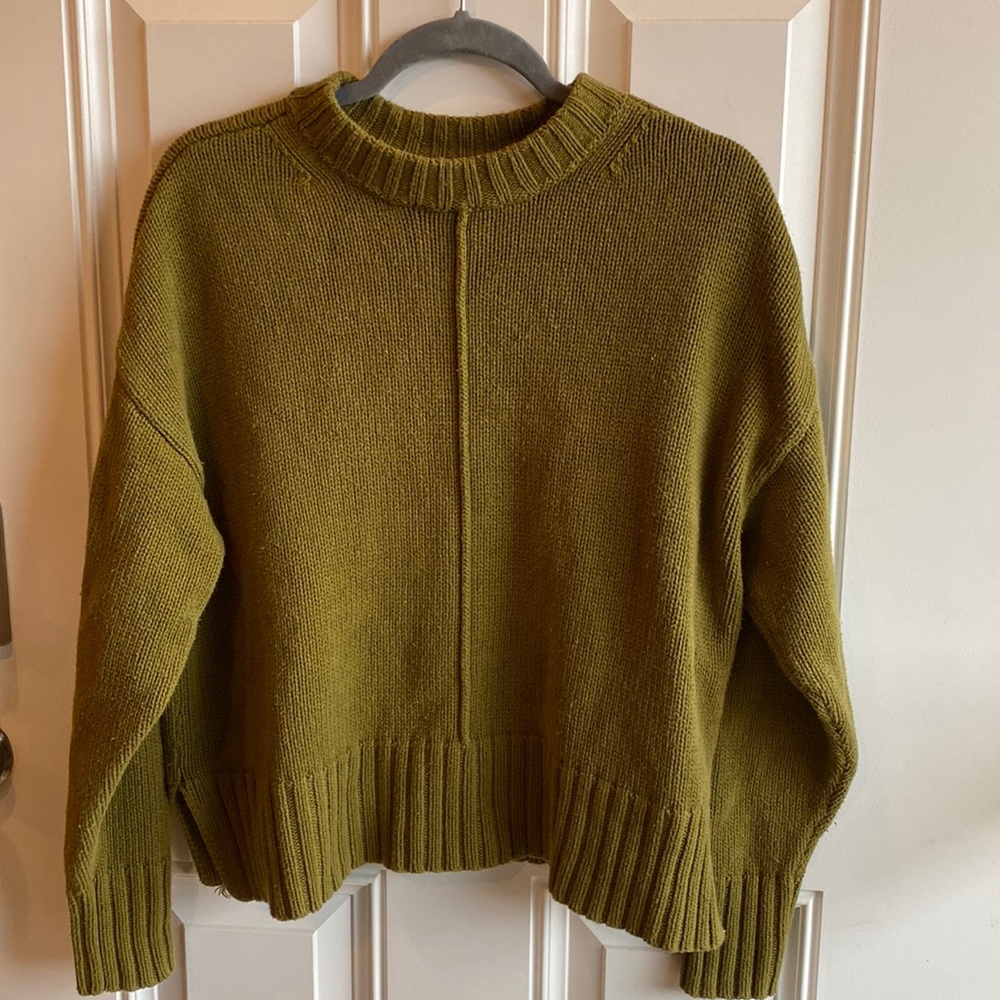 green knit sweater